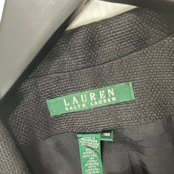 Lauren Ralph Lauren Black Linen Blazer Jacket Size 18W - Picture 6 of 7